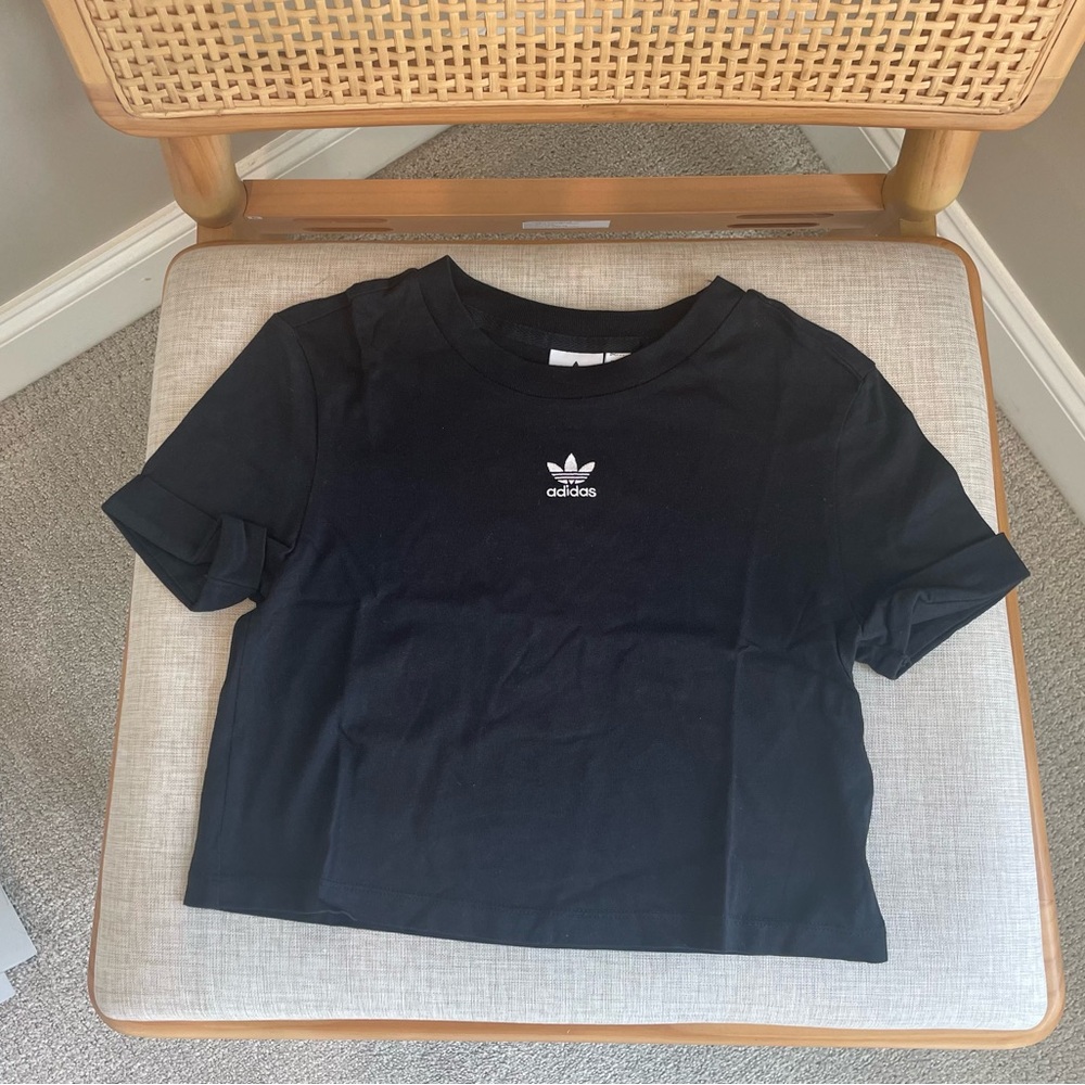 Adidas Black Cropped Tee with Logo
